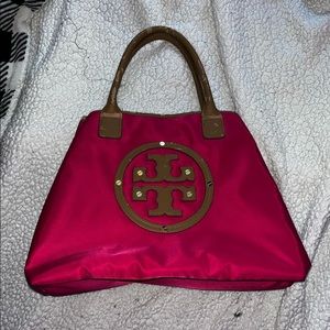 Tory Burch hot pink nylon tote bag